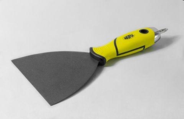 SPATOLA IN ACCIAIO RIVESTITO IN TEFLON MANICO GOMMA CM.10 1inse