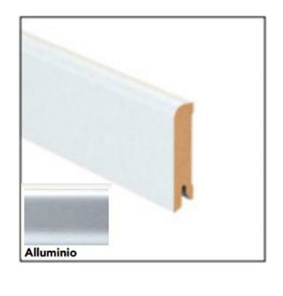 BATTISCOPA IN MDF mm 80 x 15 x 2200 mm ALLUMINIO