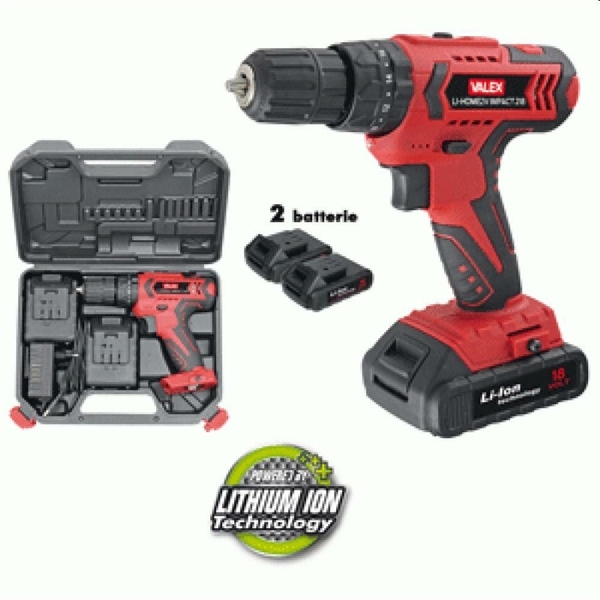 TRAPANO AVVITATORE BATTERIA LI-HOME2V IMPACT 218 2B 1,3AH 18V