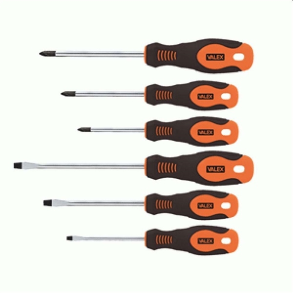 CACCIAVITI PER VITI - 3 INTAGLIO E 3 POZIDRIV - 6 PEZZI ARANCIO