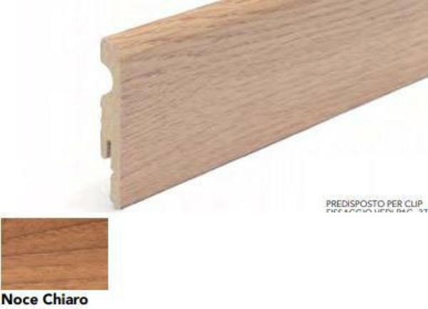 BATTISCOPA MDF 80x10x2400 NOCE CHIARO
