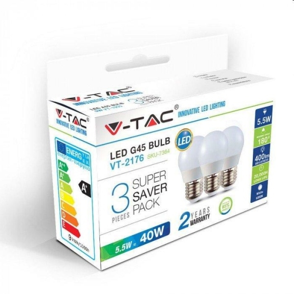 LAMPADINE LED BULB 5,5W E27 A55 PACK 3 6400K