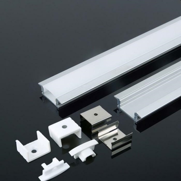 PROFILO ALLUMINIO PER STRIP LED BORDO CON COPERTURA OPACA 2MT
