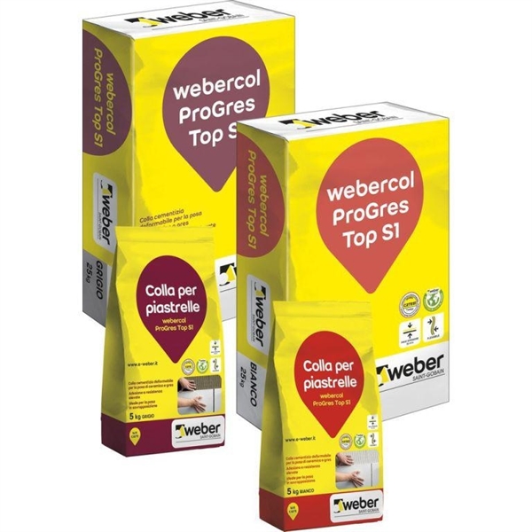WEBERCOL PROGRES TOP S1 GRIGIO 25 Kg. - C2TE S1 - colla x piastr