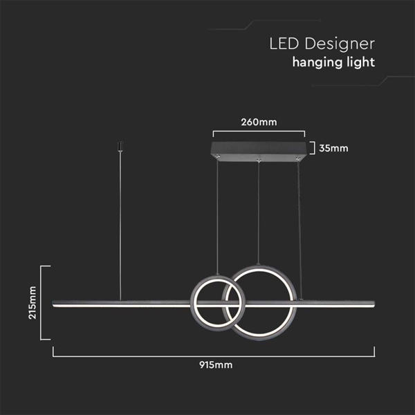 LAMPADARIO BLACK LED 17W SOSPENSIONE 3IN1 lm1500 4000K 6935