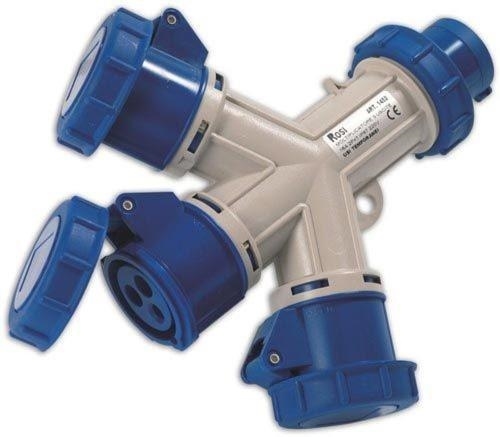 ADATTATORE INDUSTRIA TRIPLO 3USCITE  BLU 16A IP66