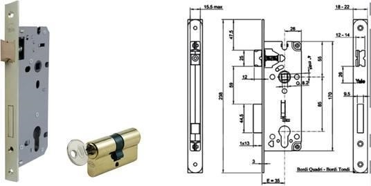 SERRATURA YALE Y52 CON CILINDRO MM.50