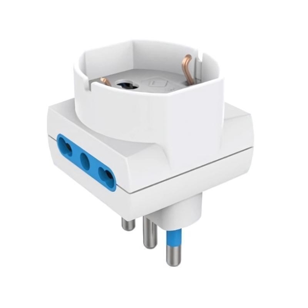 ADATTATTATORE TRIPLO SCHUKO UNIVERSALE BIPASSO 16A 2P + T