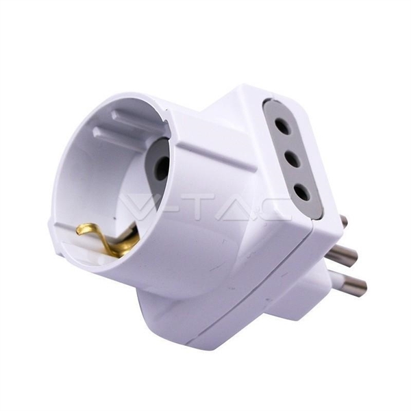 ADATTATTATORE TRIPLO SCHUKO 10A SCHUKO 2P + T