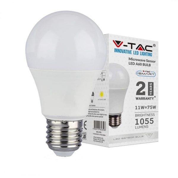 LAMPADINA LED GOCCIA 11W E27 6400K A60 CREPUSCOLARE + SENSORE