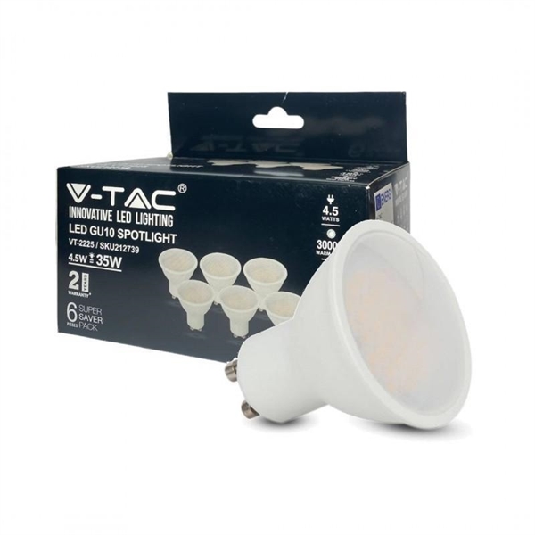 LAMPADINE LED DICROICA GU10 4,5W 4000K PACK 6PZ