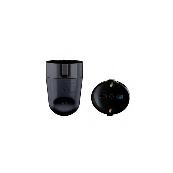 PRESA VOLANTE BIPASSO SCHUKO 2P+T 10/16A NERO C/FERMOCAVO