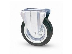 RUOTA SUPPORTO FISSO RUOTA NERA MM.125 BOCCOLA PIASTRA 100X85