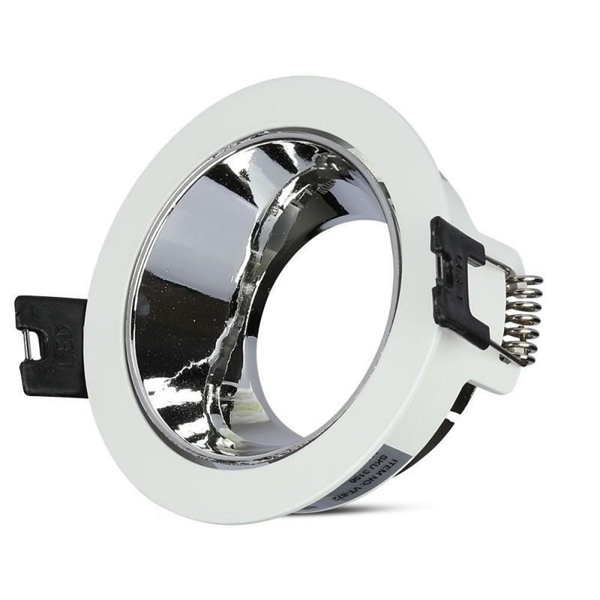 PORTAFARETTO GU10 TONDO BIANCO INTERNO CROMO