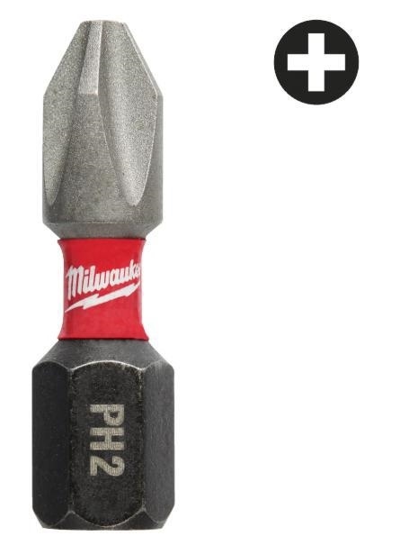 INSERTI PH2 25mm SHOCK WAVE - MILWAUKEE