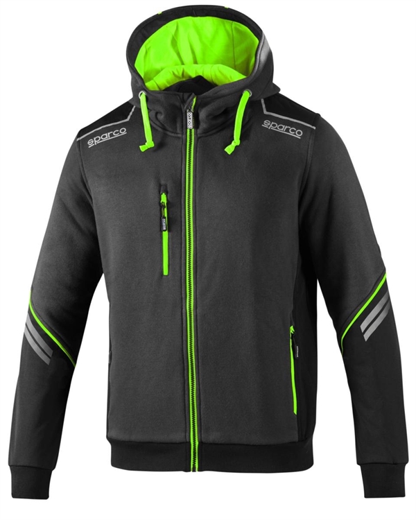 FELPA CON CAPPUCCIO SPARCO GRIGIA/VERDE L