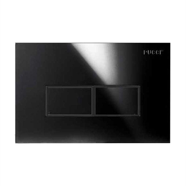 PLACCA PUCCI ECO LINEA NERA LUCIDA DOPPIO PULSANTE RETTAN.