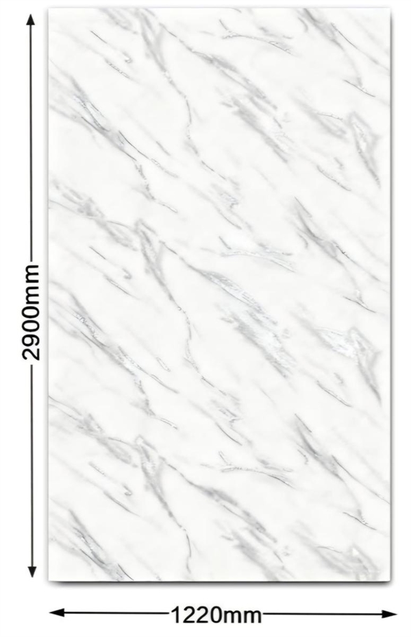 Pannello PVC Rigido Eff.Lucido 122×290cm marmo bianco/grigi 3541
