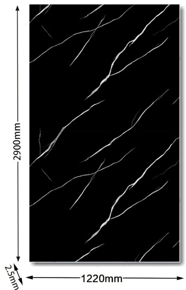 Pannello PVC Rigido Effet.Lucido 122×290cm marmo nero/bianc 3646