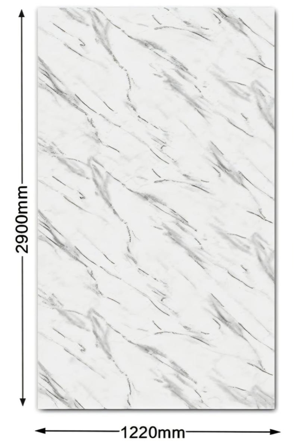 Pannello PVC Rigido Eff.Lucido 122×290cm marmo bianco/grigi 3543