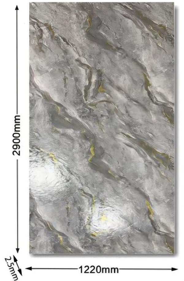 Pannello PVC Rigido Effet.Lucido 122×290cm marmo grigi/oro 10396