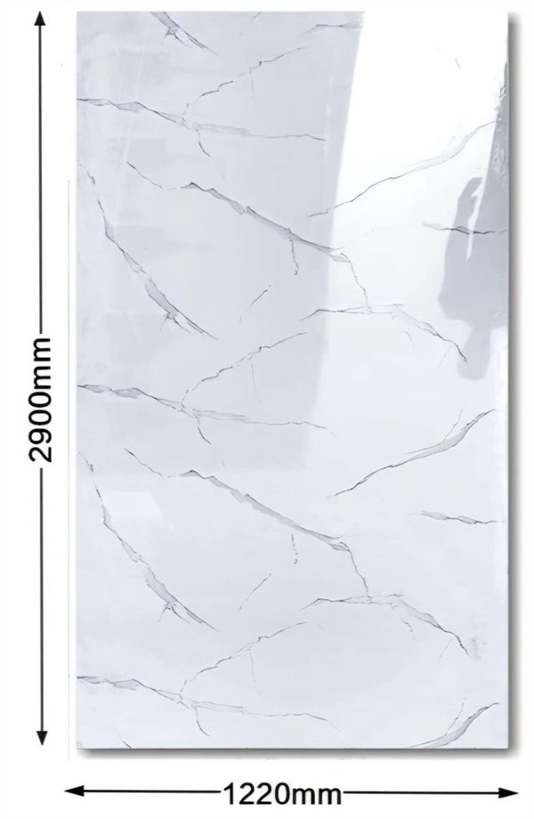 Pannello PVC Rigido Eff.Lucido 122×290cm marmo bianc/gri/chi3545