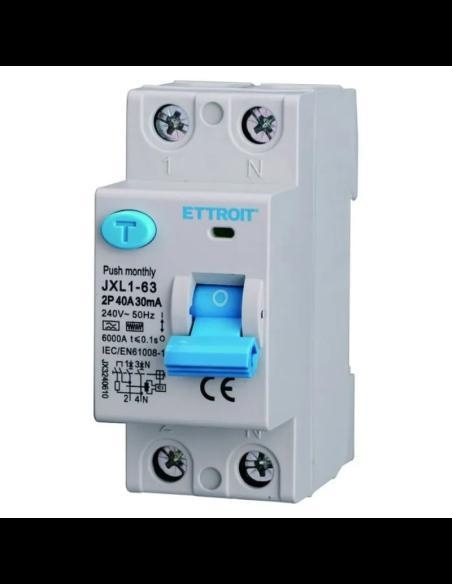 INTERRUTTORE DIFFERENZIALE PURO 2M 2P 40A 30mA 220V-6KA CURVA F